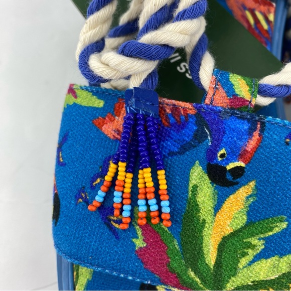 FARM Rio Blue Macaw Ankle Tie Platform Sandals - Picture 7 of 12